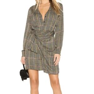 ASTR The Label Yuri Wrap Dress Multi Color Plaid Large